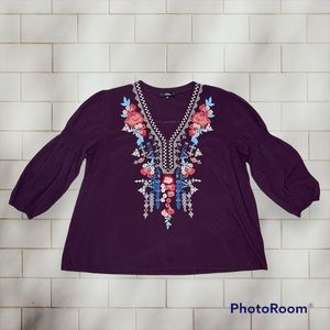 Purple floral women’s blouse, 1xl